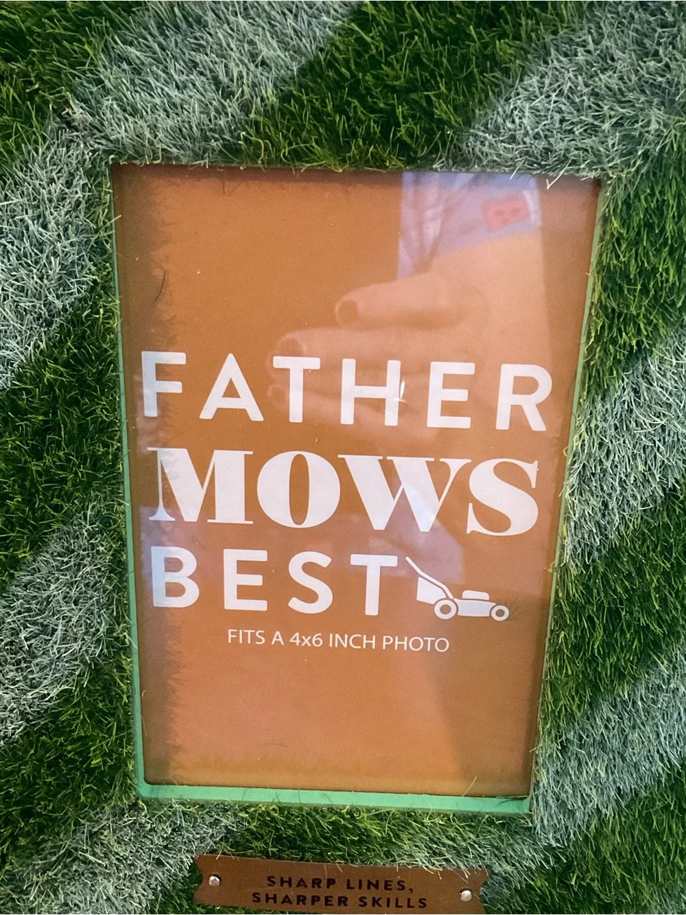 New-Father Mows Best Artificial Turf 4x6 Photo Frame, Lawn Care Dad Gift